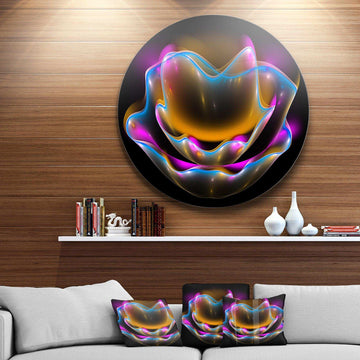 Colorful Fractal Flower in Dark - Floral Circle Metal Wall Decor